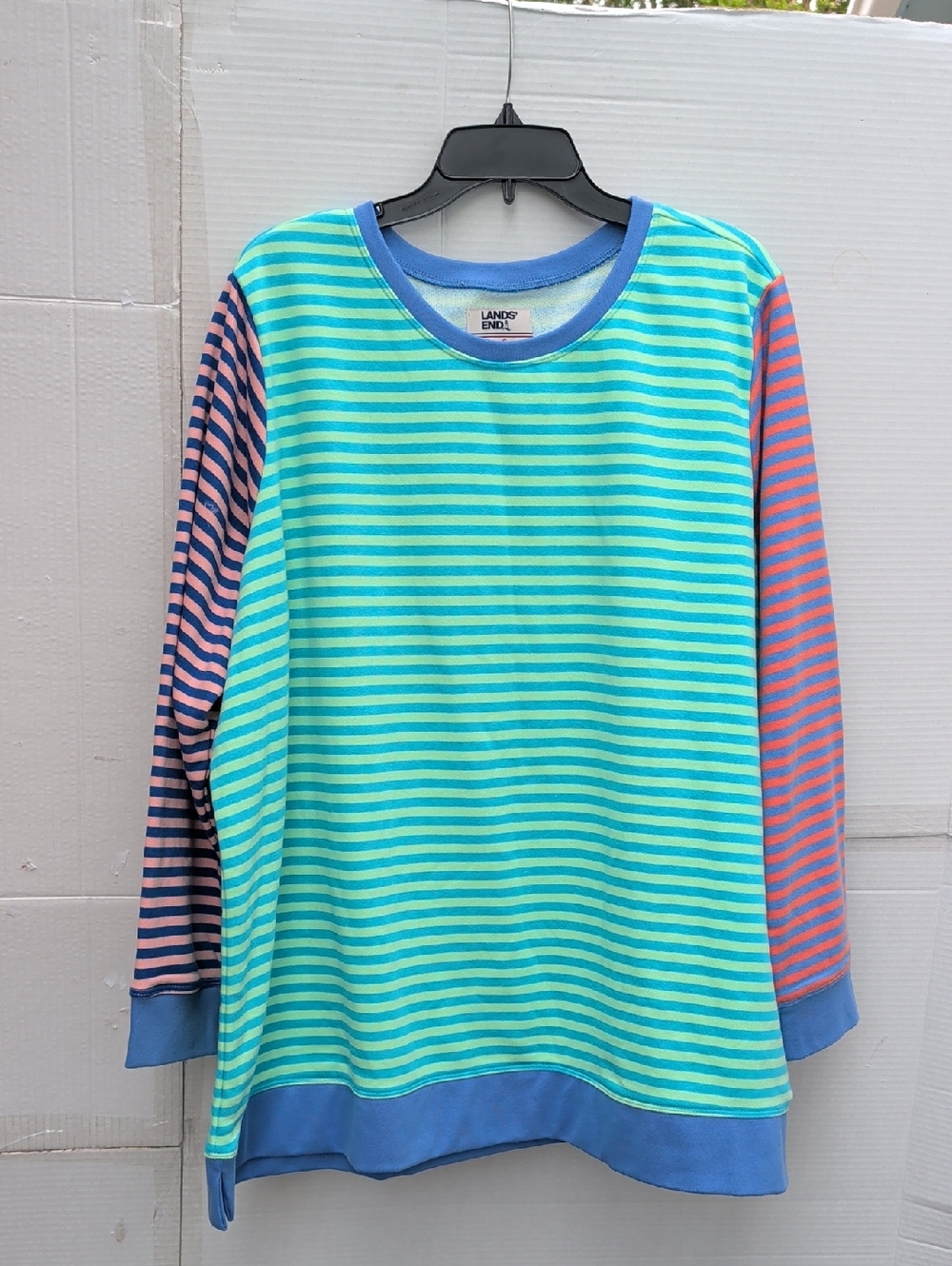 Lands' End Colorful Striped Sweatshirt SZ 2x Women's Vacation Beachy Chic Comfy
